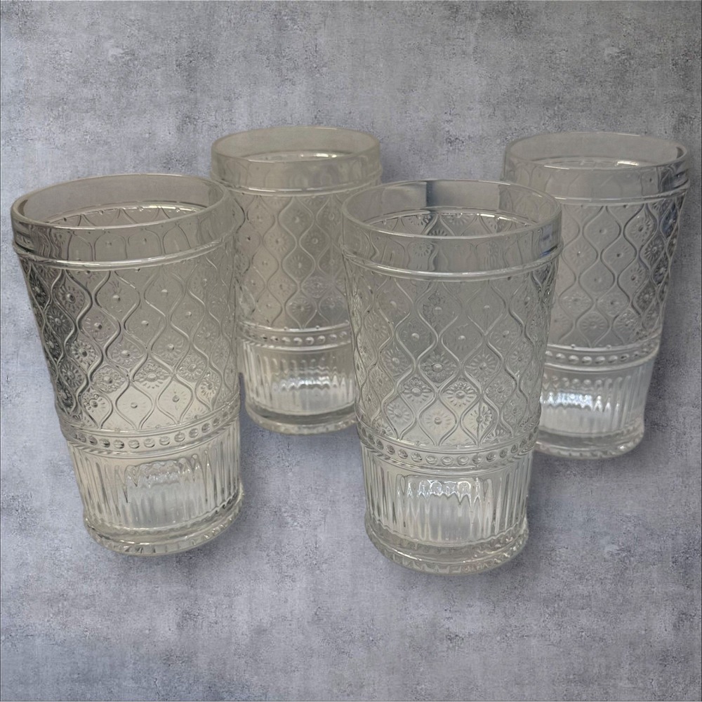 Set of 4‎ - Godinger Claro Vintage Style Clear Glass Tumblers